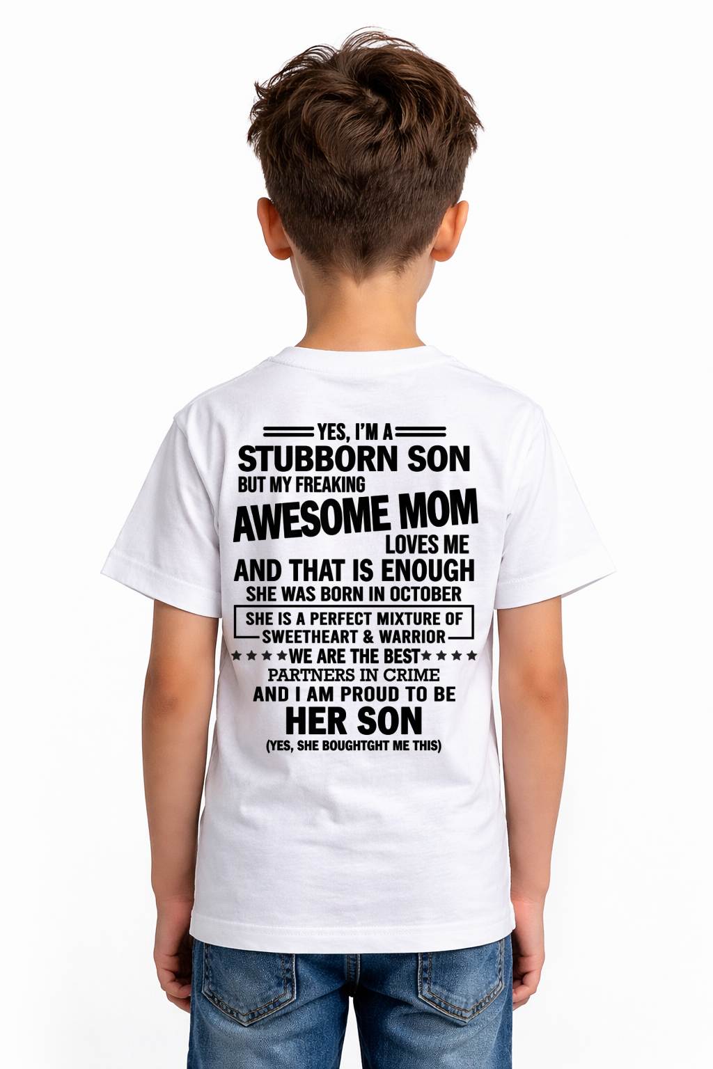 OCTOBER, WE ARE THE BEST PARTNERS IN CRIME - GIFT SHIRT FROM MOM TO SON - SNOW10 (SKU2603-189-10)