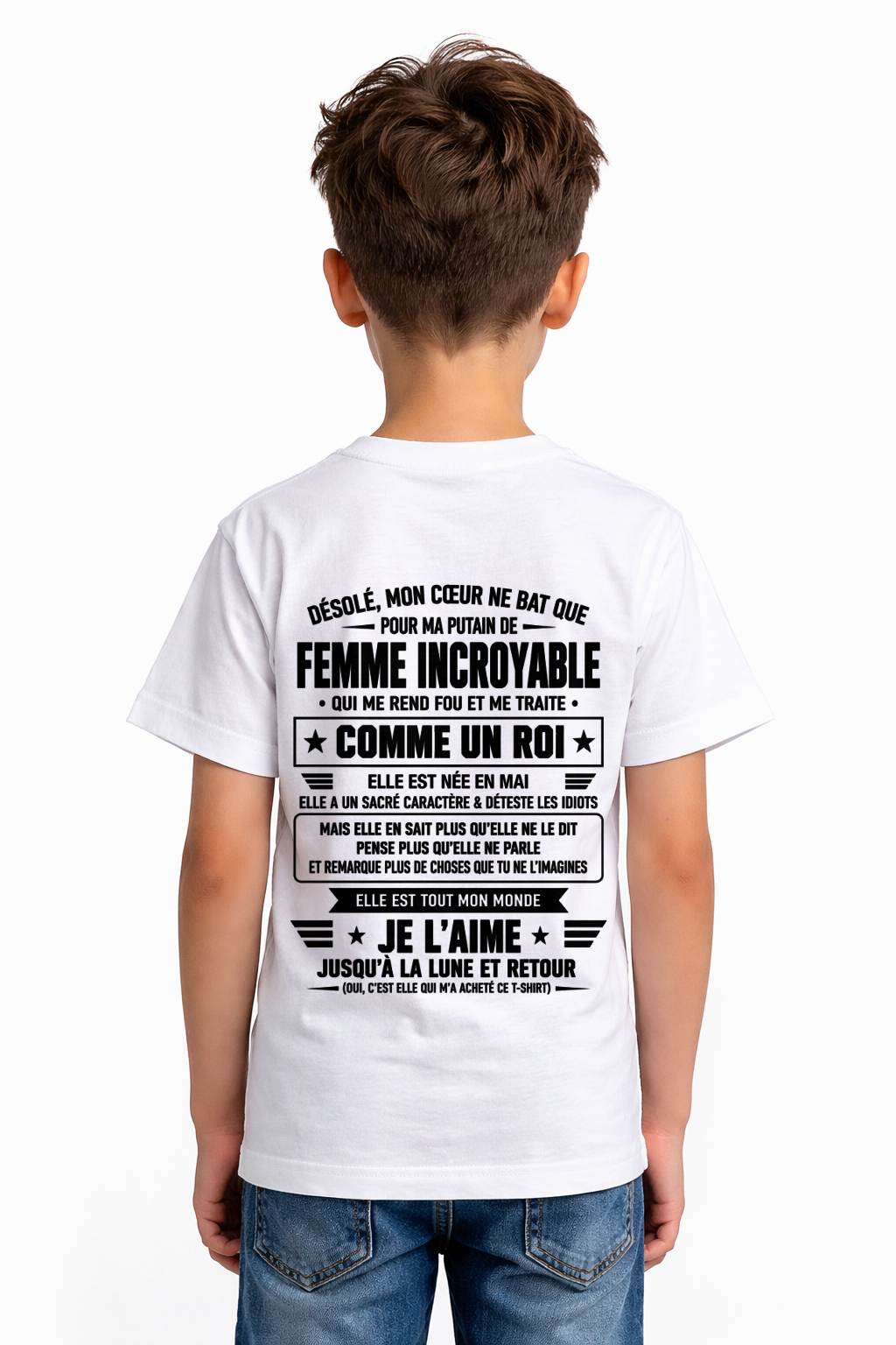 MAI T-SHIRT, JE L’AIME JUSQU’À LA LUNE ET RETOUR - T-SHIRT DE FEMME POUR SON MARI - SNOW05 (SKU2609-32-05)
