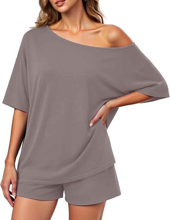 Off-center collar top and shorts set A09-763