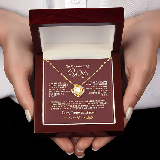 TO MY WIFE FROM HUSBAND - Premium Love Knot Necklace