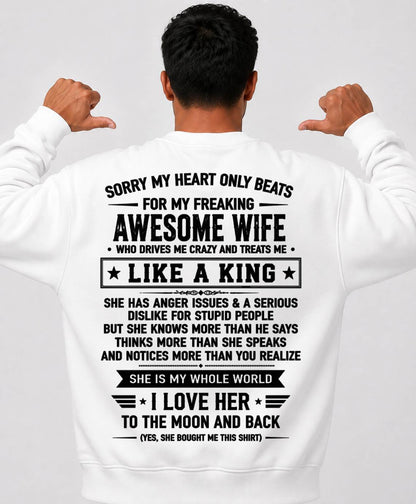 MY WIFE TREATS ME LIKE A KING - SHIRT FROM WIFE TO HUSBAND - SNOW00 (SKU2608-608-00)