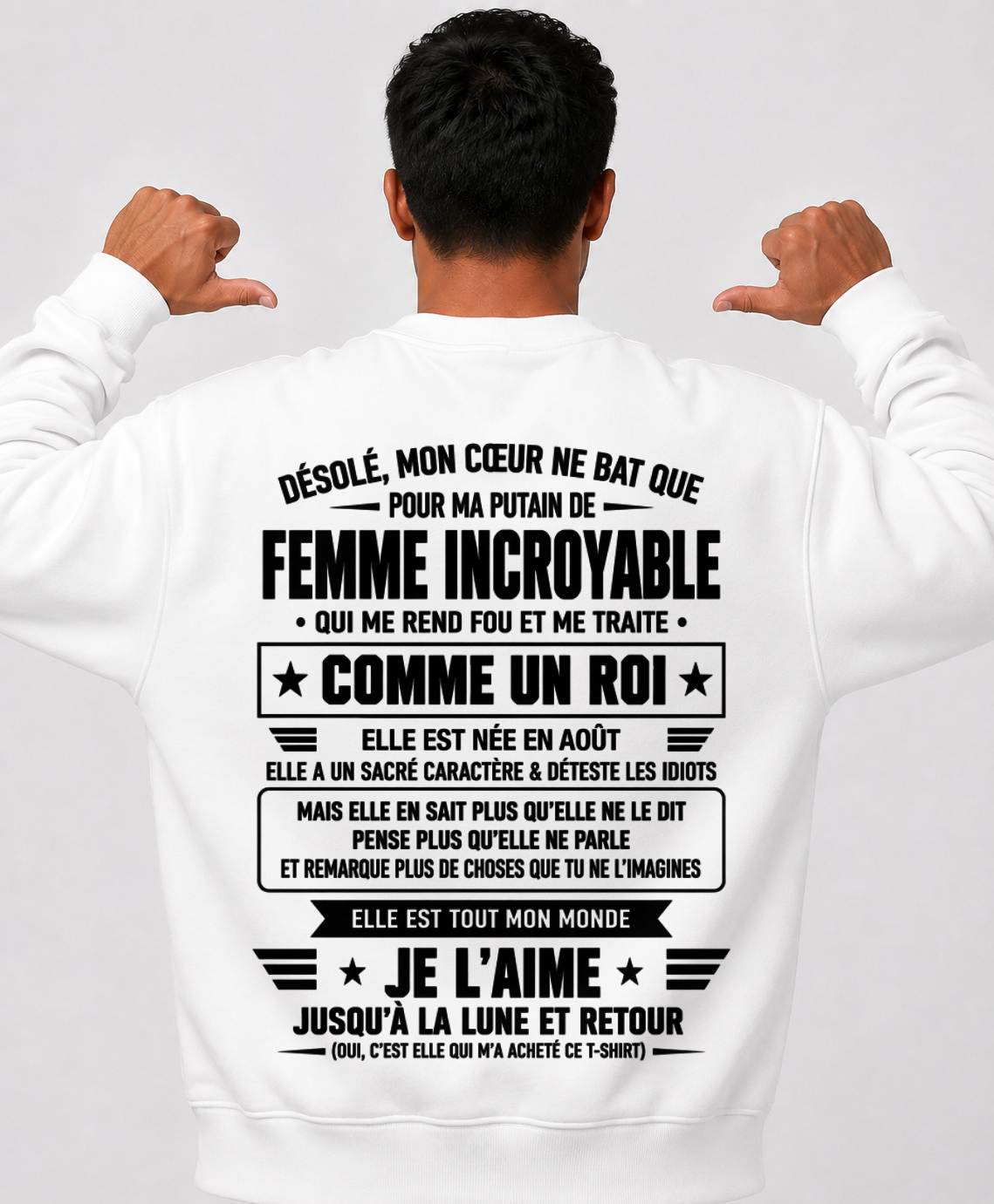 AOÛT T-SHIRT, JE L’AIME JUSQU’À LA LUNE ET RETOUR - T-SHIRT DE FEMME POUR SON MARI - SNOW08 (SKU2609-32-08)