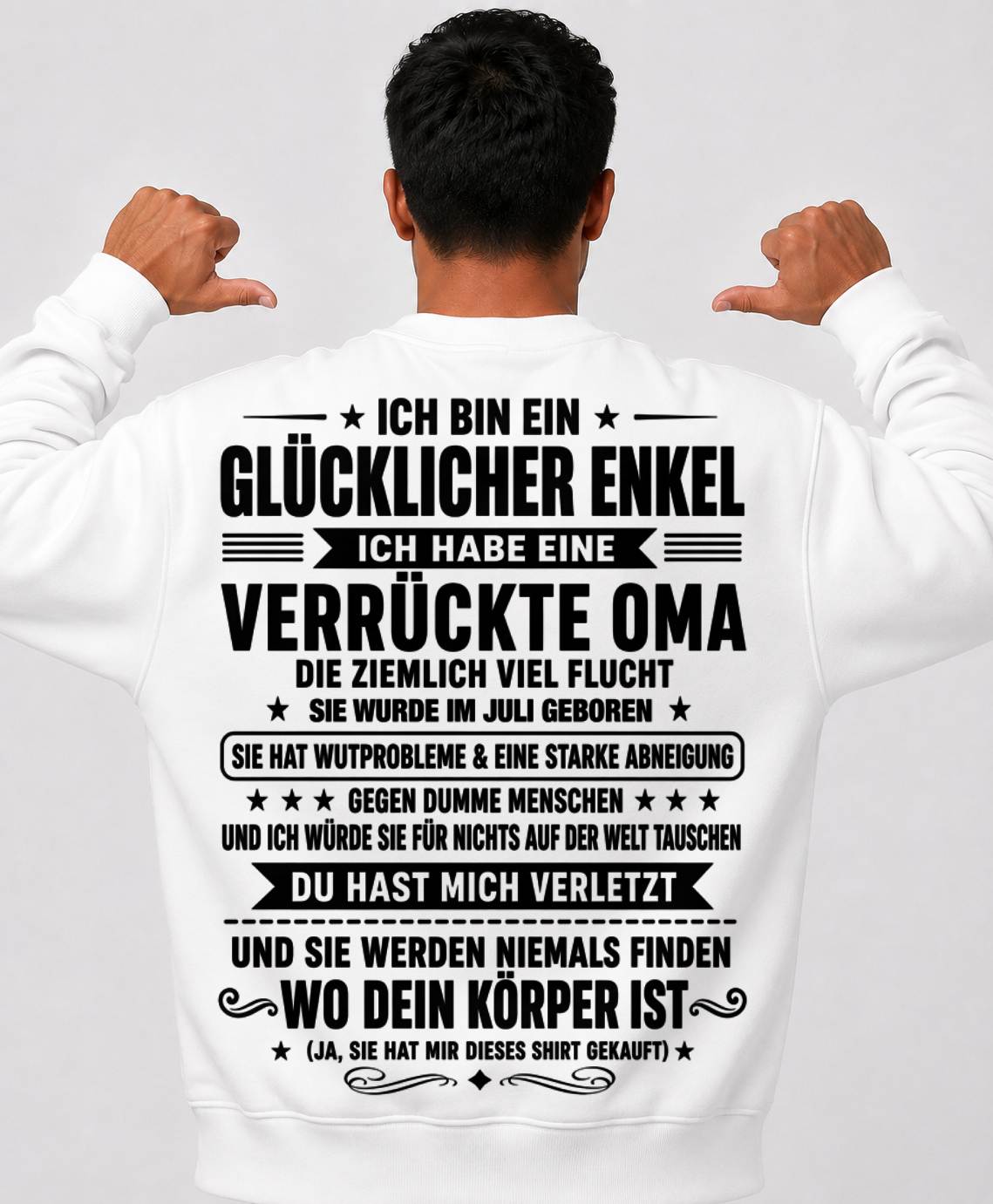 JULI SHIRT, ICH BIN EIN GLÜCKLICHER ENKEL - VON DER OMA FÜR DEN ENKEL - SNOW07 (SKU2608-516-07)