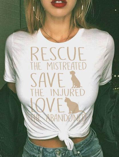 Rescue Save Love - Cute Animal Rescue Dog Cat Lovers T-Shirt