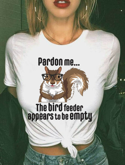 Cute Squirrel Lover Pardon Me The Bird Feeder is Empty Funny T-Shirt