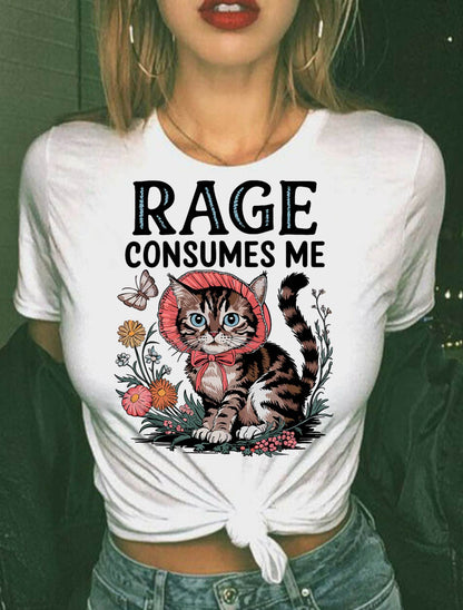 Rage Consumes Me Funny Cat Meme T-Shirt