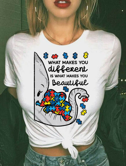What Makes You Different Beautiful Elephant Autism Awareness T-Shirt