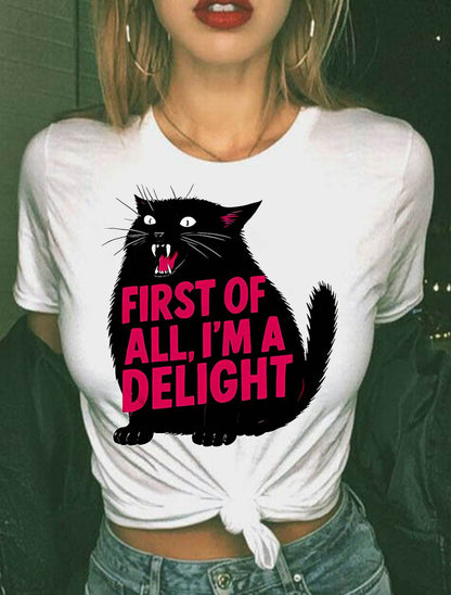 First of All I'm a Delight Roaring Black cat T-Shirt