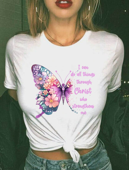 Jesus Shirts Apparel And Accessories I Can Do All Things Through Christ Pretty Butterfly Unisex-Adul