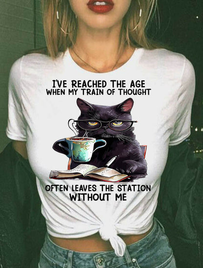 Cat I've Reached The Age When My Train of Thought T-Shirt (SKU-SNOW-07)