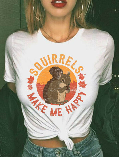 Squirrels Make Me Happy - Vintage Squirrel T-Shirt