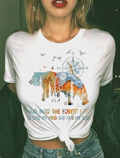 and Into The Forest I Go to Lose My Mind Camping Bear T-Shirt