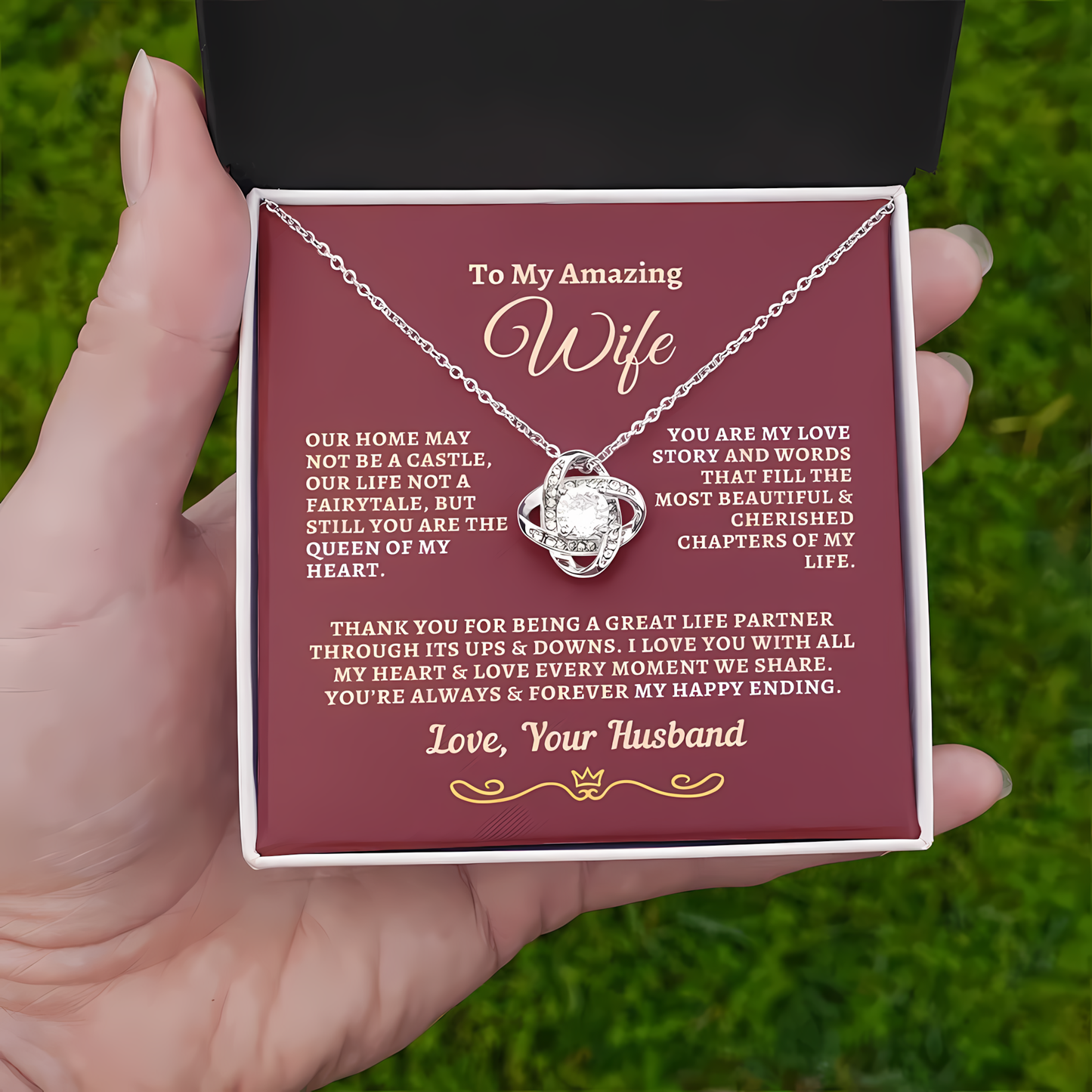 TO MY WIFE FROM HUSBAND - Premium Love Knot Necklace