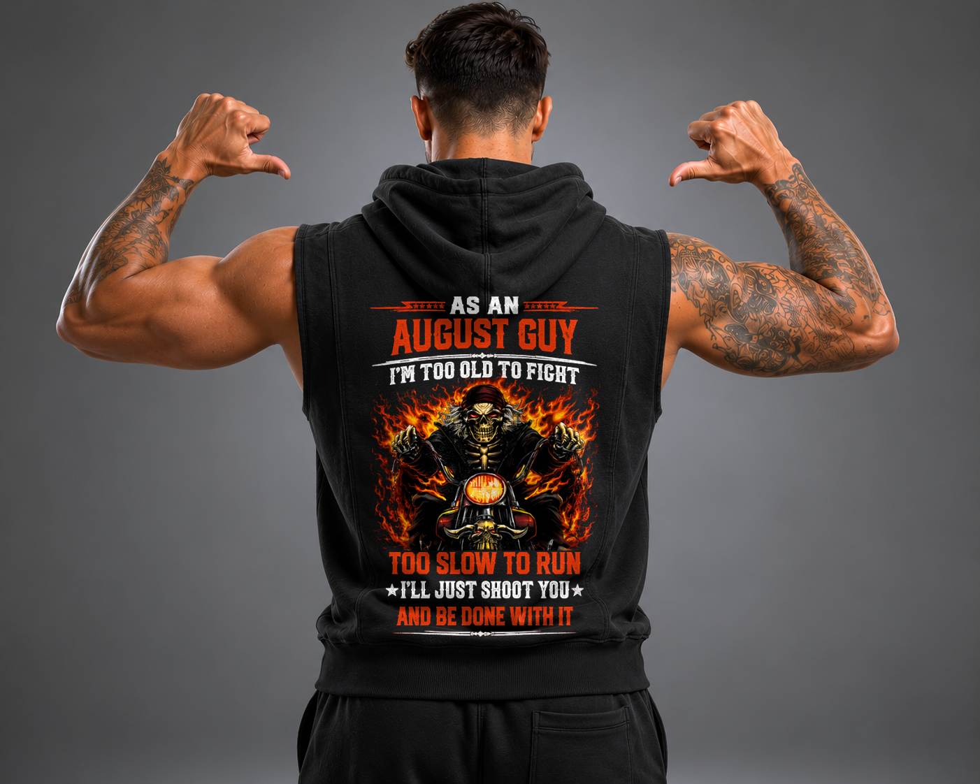 Fully Printed Hooded Vest A09-805 AUGUST, I'LL JUST SHOOT YOU AND BE DONE WITH IT - SNOW MALE08 (SKU2607-94-08)