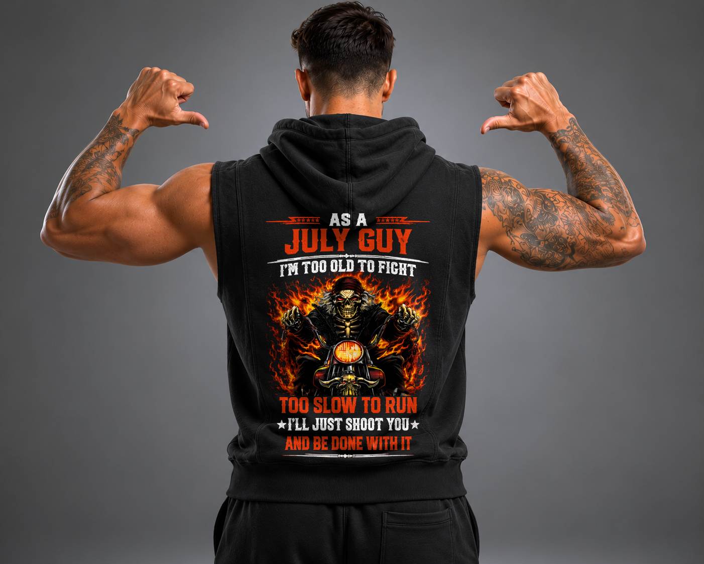 Fully Printed Hooded Vest A09-805 JULY, I'LL JUST SHOOT YOU AND BE DONE WITH IT - SNOW MALE07 (SKU2607-94-07)