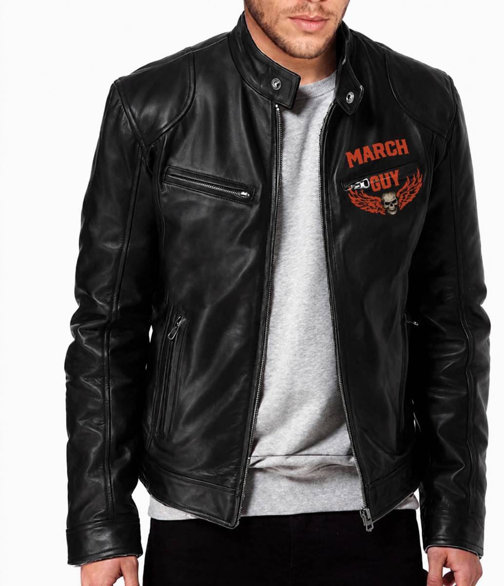 Motorcycle Leather Jacket - A09-258 MARCH, I'LL JUST SHOOT YOU AND BE DONE WITH IT - SNOW MALE03 (SKU2607-100-03)