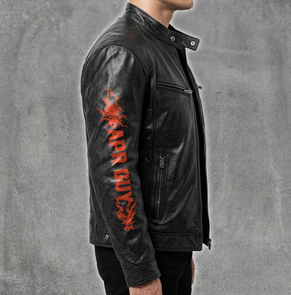 Motorcycle Leather Jacket - A09-258 APRIL, I'LL JUST SHOOT YOU AND BE DONE WITH IT - SNOW MALE04 (SKU2607-100-04)