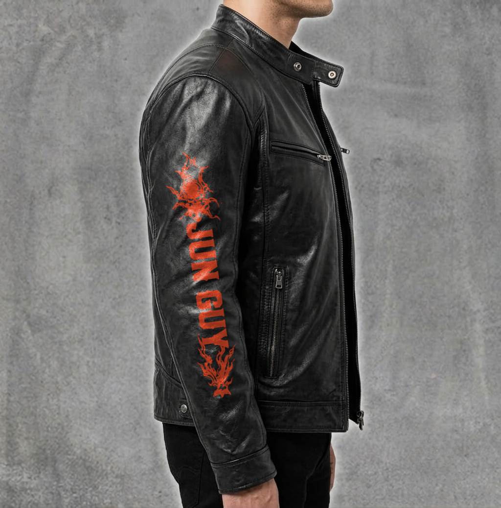 Motorcycle Leather Jacket - A09-258 JUNE, I'LL JUST SHOOT YOU AND BE DONE WITH IT - SNOW MALE06 (SKU2607-100-06)