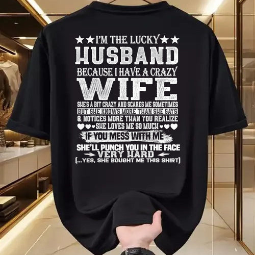 Best Wife Shirt, Wife and Husband Unisex T-Shirt/Hoodie/Sweatshirt HLT00 - Gift for wife T shirt, lucky wife   I Am A Lucky Husband I Have A Crazy Wife Christmas Birthday T-Sh
