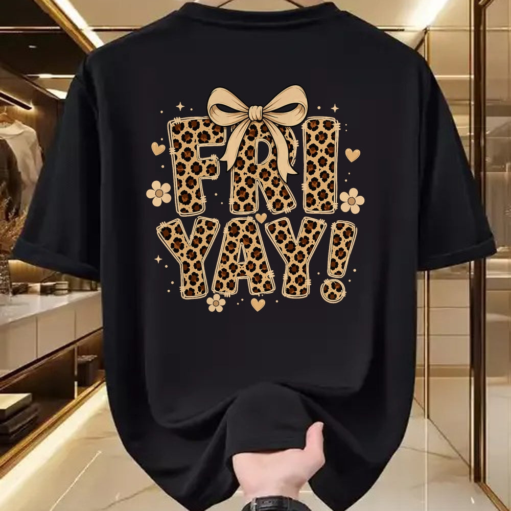 Best Teacher Shirt, Funny Teacher UnisexT-Shirt/Hoodie/Sweatshirt HLT00 - Happy Fri-Yay Friday Leopard Bow Teacher Back to School T-Shirt