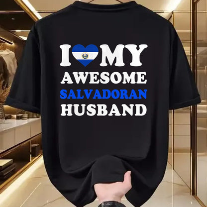 Best Wife Shirt, Wife and Husband Unisex T-Shirt/Hoodie/Sweatshirt HLT00 - I love My Awesome Salvadoran Husband Funny T-Shirt