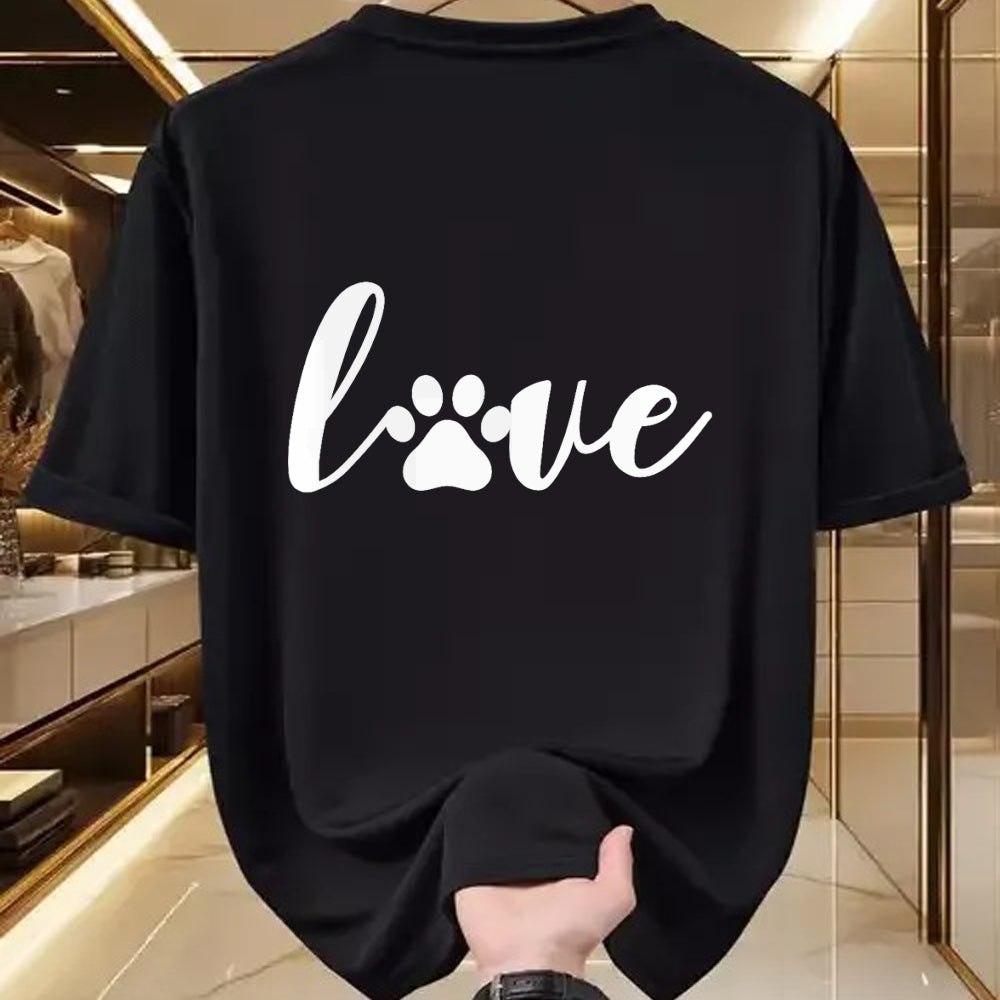 Dog Love Shirt, Dog Lover Gift T-Shirt/Hoodie/Sweatshirt HLT00 - Paw Print Love Heart Funny Cool Dog Cat Mom Pet Animal Lover T-Shirt
