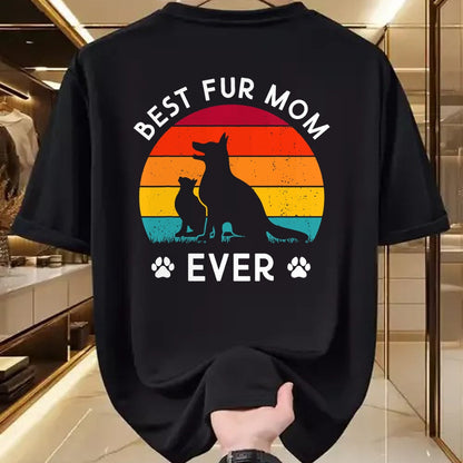 Dog Love Shirt, Dog Lover Gift T-Shirt/Hoodie/Sweatshirt HLT00 - Funny Best Fur MOM Ever Vintage Retro Dog and Cat Owner Love T-Shirt (2)