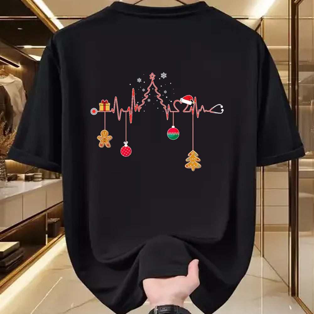 Funny Nurse Shirt, Nurse Unisex T-Shirt/Hoodie/Sweatshirt HLT00 - Christmas Tree Heartbeat Funny Christmas Nursing Costume T-Shirt