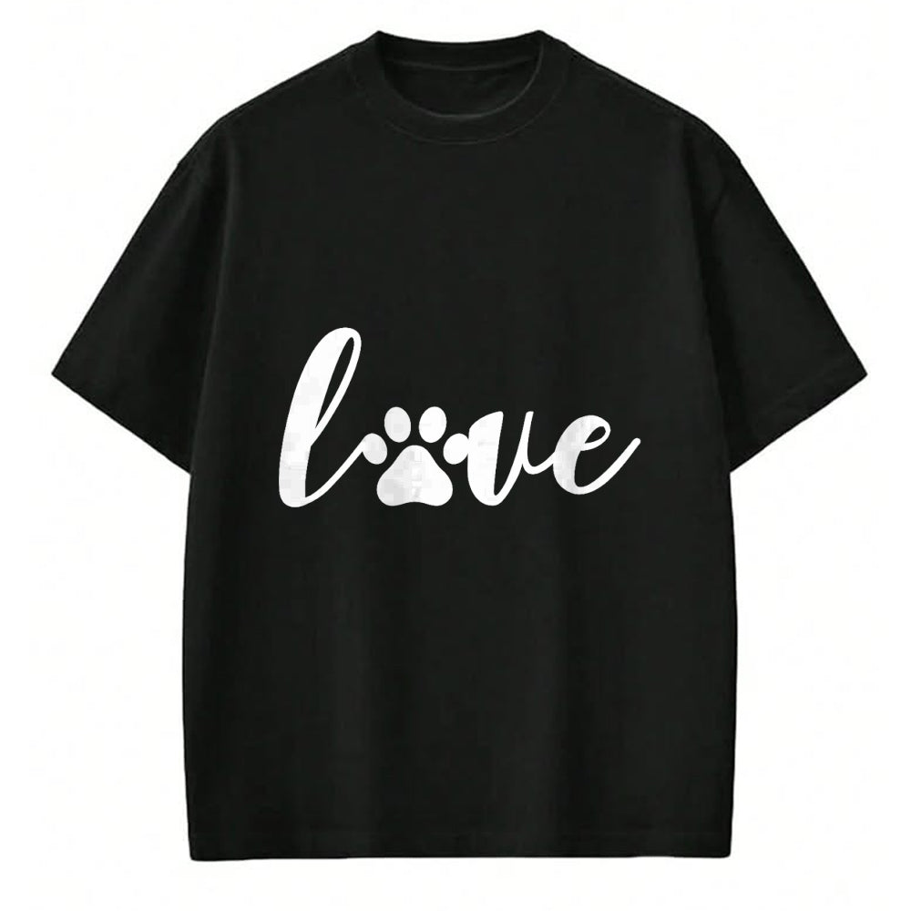 Dog Love Shirt, Dog Lover Gift T-Shirt/Hoodie/Sweatshirt HLT00 - Paw Print Love Heart Funny Cool Dog Cat Mom Pet Animal Lover T-Shirt (1)