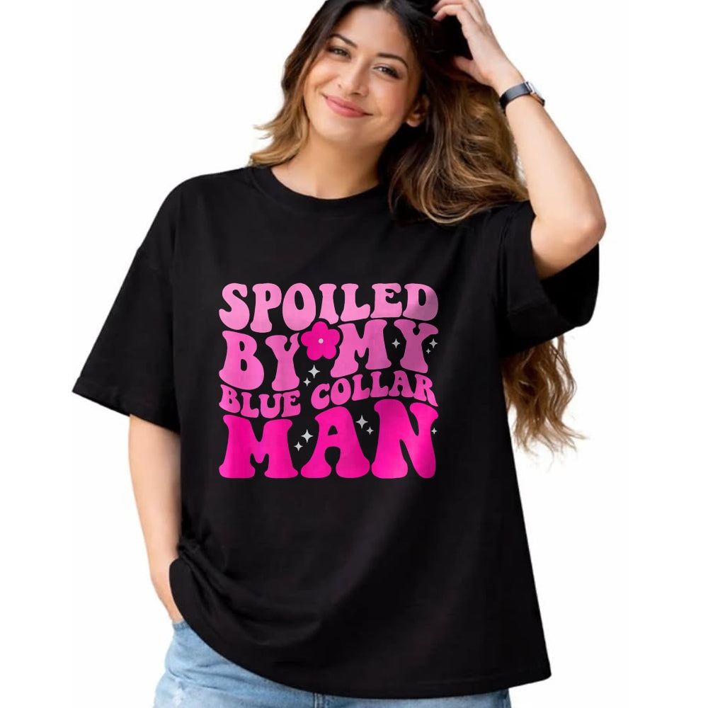 Best Wife Shirt, Wife and Husband Unisex T-Shirt/Hoodie/Sweatshirt HLT00 - Spoiled By My Blue Collar Man (on back) T-Shirt