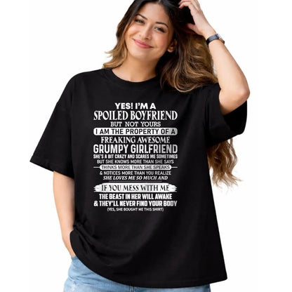 Best Wife Shirt, Wife and Husband Unisex T-Shirt/Hoodie/Sweatshirt HLT00 - Yes I am a spoiled boyfriend of freaking awesome girlfriend T-Shirt (1)