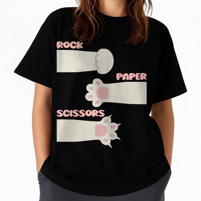 Rock Paper Scissors Hand Game Feline Animal Cute Cat T-Shirt