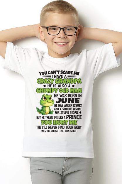 Gift for Grandson SNOW06 - You Can’t Scare Me I Have A Crazy Grandpa T-Shirt - Birthday Gift From June Grandpa / Man - (SKU09-121-06)