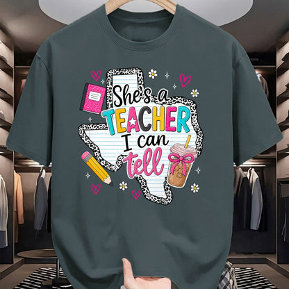 Best Teacher Shirt, Funny Teacher UnisexT-Shirt/Hoodie/Sweatshirt HLT00 - She's A Teacher I Can Tell Western Classroom Art T-Shirt