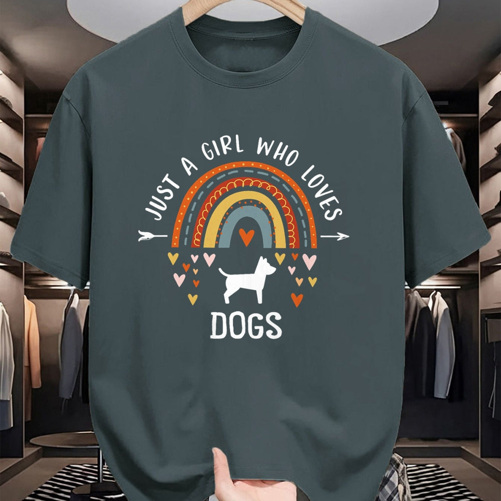 Dog Love Shirt, Dog Lover Gift T-Shirt/Hoodie/Sweatshirt HLT00 - Just A Girl Who Loves Dogs Rainbow Gifts For Dog Lover Women T-Shirt