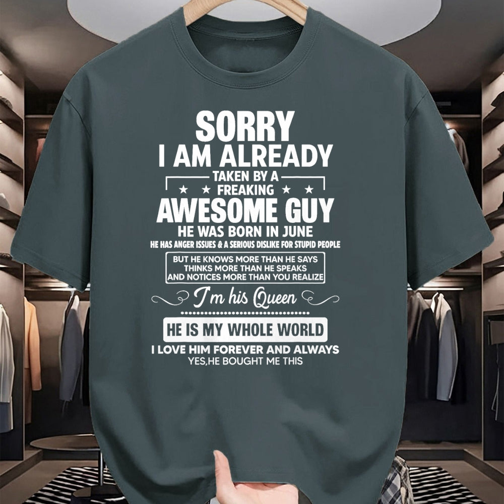 Best Wife Shirt, Wife and Husband Unisex T-Shirt/Hoodie/Sweatshirt HLT00 - I Am Already Taken By A Awesome Guy He Was Born In June T-Shirt