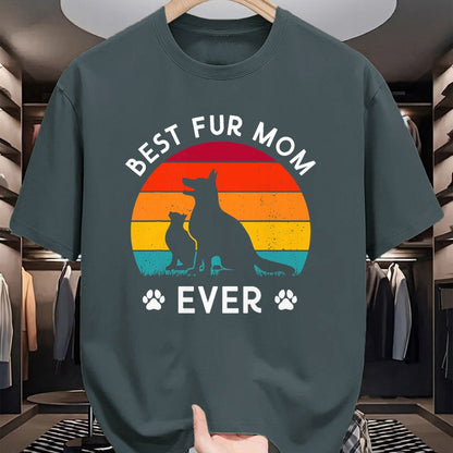 Dog Love Shirt, Dog Lover Gift T-Shirt/Hoodie/Sweatshirt HLT00 - Funny Best Fur MOM Ever Vintage Retro Dog and Cat Owner Love T-Shirt (2)