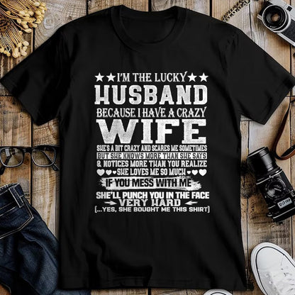 Best Wife Shirt, Wife and Husband Unisex T-Shirt/Hoodie/Sweatshirt HLT00 - Gift for wife T shirt, lucky wife   I Am A Lucky Husband I Have A Crazy Wife Christmas Birthday T-Sh