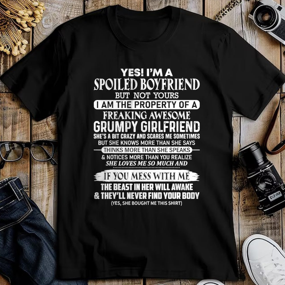 Best Wife Shirt, Wife and Husband Unisex T-Shirt/Hoodie/Sweatshirt HLT00 - Yes I am a spoiled boyfriend of freaking awesome girlfriend T-Shirt (1)