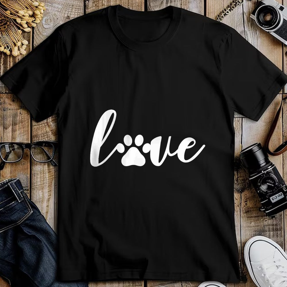 Dog Love Shirt, Dog Lover Gift T-Shirt/Hoodie/Sweatshirt HLT00 - Paw Print Love Heart Funny Cool Dog Cat Mom Pet Animal Lover T-Shirt