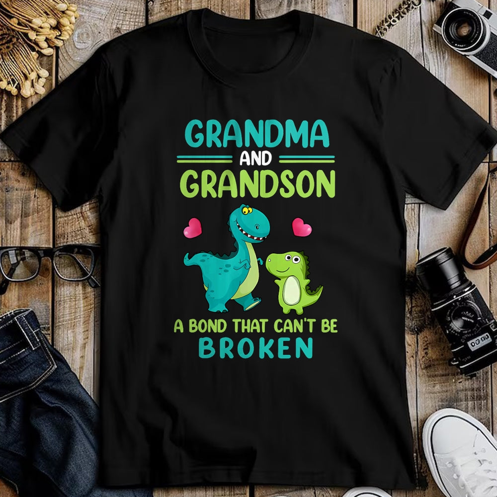 Best Grandma Shirt, Proud Grandma Unisex T-Shirt/Hoodie/Sweatshirt HLT00 - Grandma And Grandson A Bond That Can't Be Broken Dinosaur T-Shirt (1)