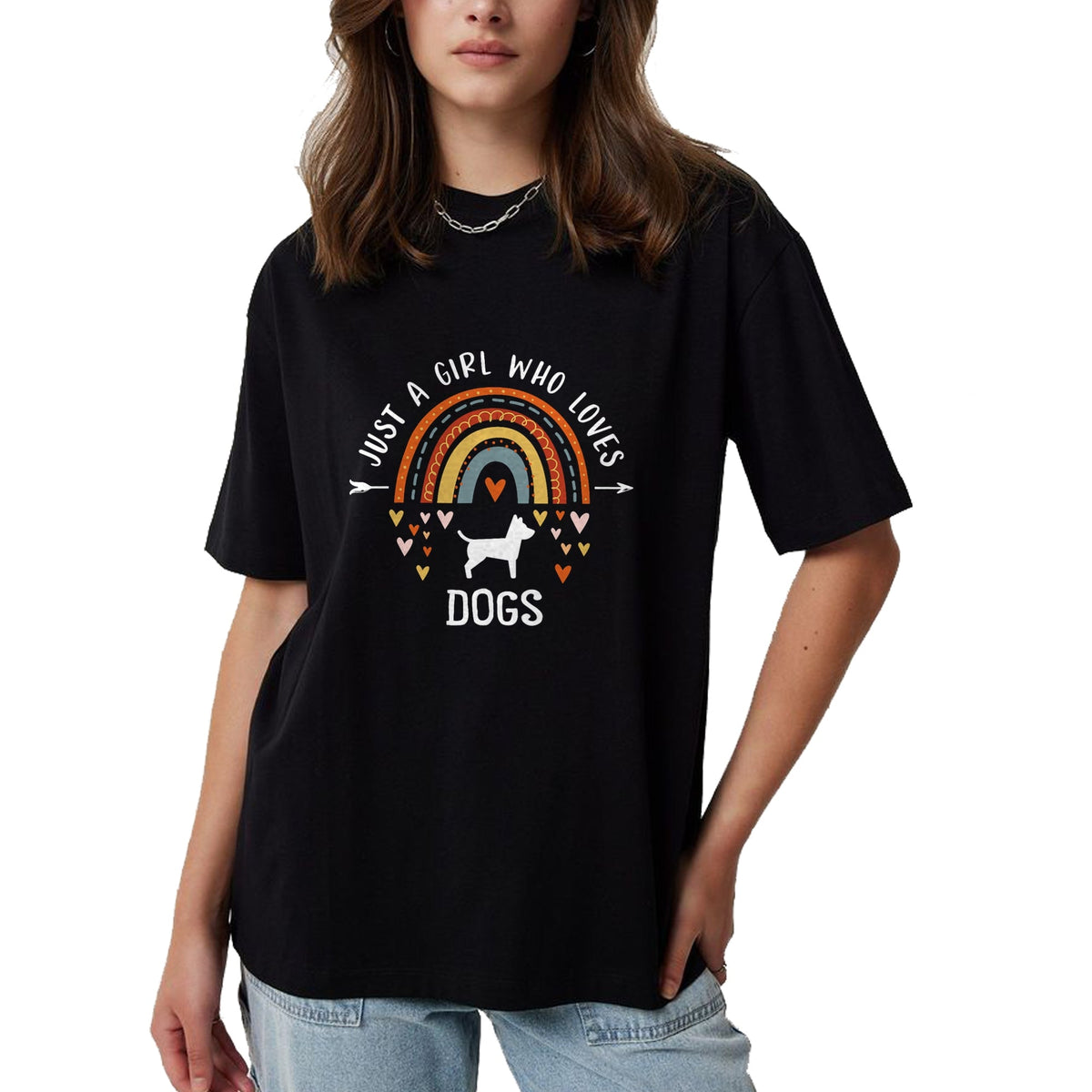 Dog Love Shirt, Dog Lover Gift T-Shirt/Hoodie/Sweatshirt HLT00 - Just A Girl Who Loves Dogs Rainbow Gifts For Dog Lover Women T-Shirt