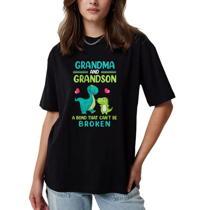 Best Grandma Shirt, Proud Grandma Unisex T-Shirt/Hoodie/Sweatshirt HLT00 - Grandma And Grandson A Bond That Can't Be Broken Dinosaur T-Shirt (1)
