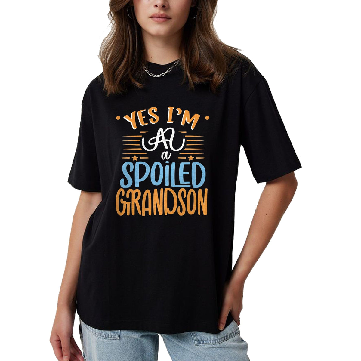 Best Grandma Shirt, Proud Grandma Unisex T-Shirt/Hoodie/Sweatshirt HLT00 - yes I'm a spoiled grandson T-Shirt (5)