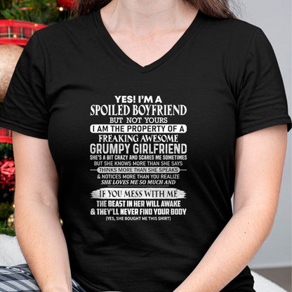 Best Wife Shirt, Wife and Husband Unisex T-Shirt/Hoodie/Sweatshirt HLT00 - Yes I am a spoiled boyfriend of freaking awesome girlfriend T-Shirt (1)