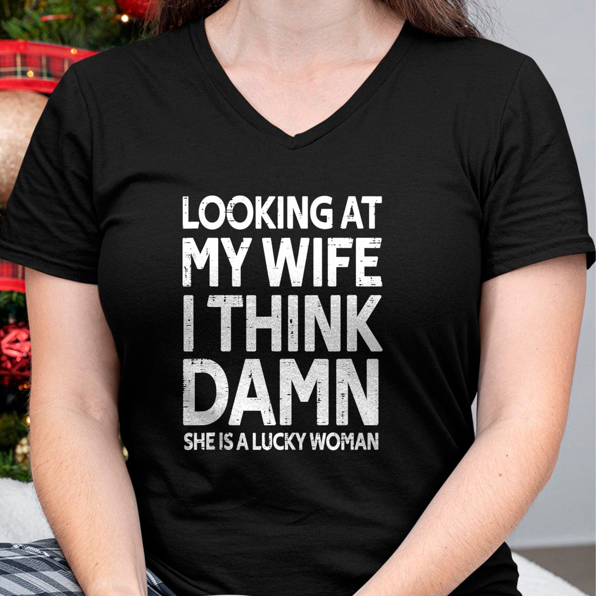 Best Wife Shirt, Wife and Husband Unisex T-Shirt/Hoodie/Sweatshirt HLT00 - Gift for wife T shirt, lucky wife   Funny My Wife Is A Lucky Woman Husband Gift Wife Themed Gift Tan