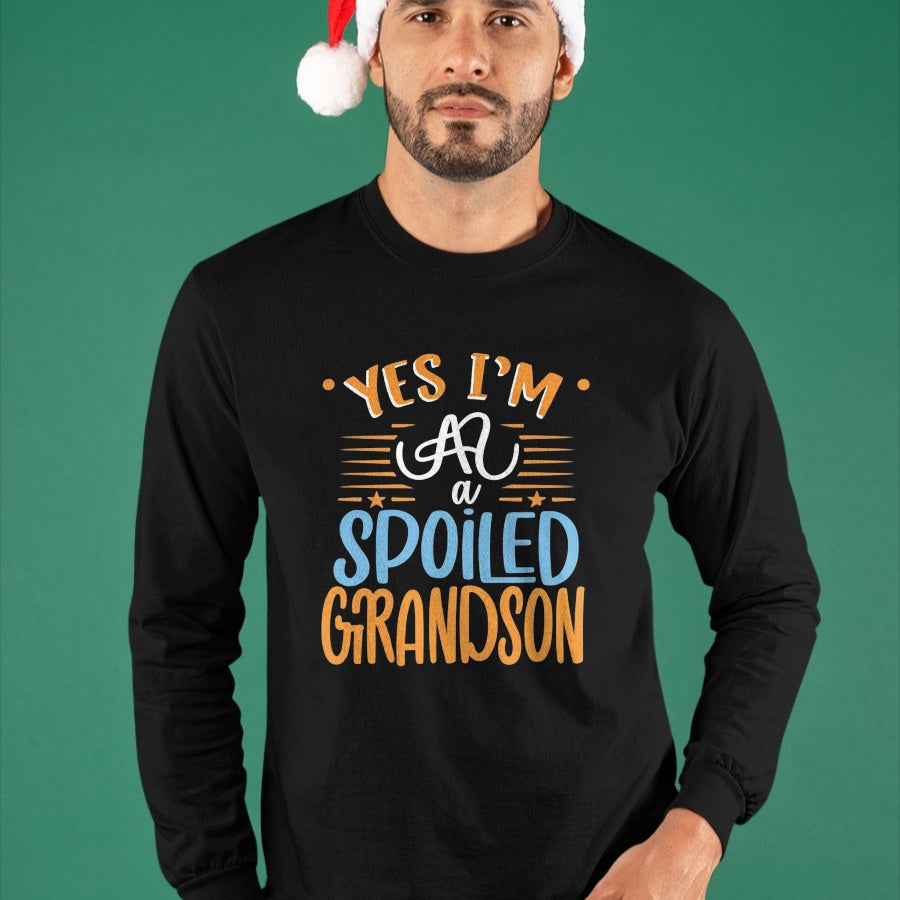 Best Grandma Shirt, Proud Grandma Unisex T-Shirt/Hoodie/Sweatshirt HLT00 - yes I'm a spoiled grandson T-Shirt (5)