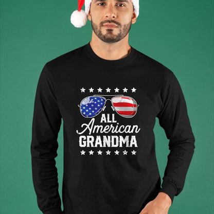 Best Grandma Shirt, Proud Grandma Unisex T-Shirt/Hoodie/Sweatshirt HLT00 - All American Grandma 4th of July Family Matching Sunglasses T-Shirt