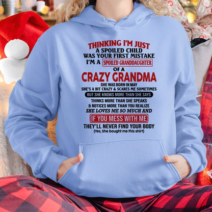 MAY - I'M A SPOILED GRANDDAUGHTER OF A CRAZY GRANDMA - From Grandma - snow05 (SKU-GMD1-NTT05)