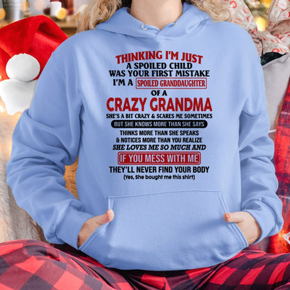 I'M A SPOILED GRANDDAUGHTER OF A CRAZY GRANDMA - From Grandma - snow00 (SKU-GMD1-NTT00)